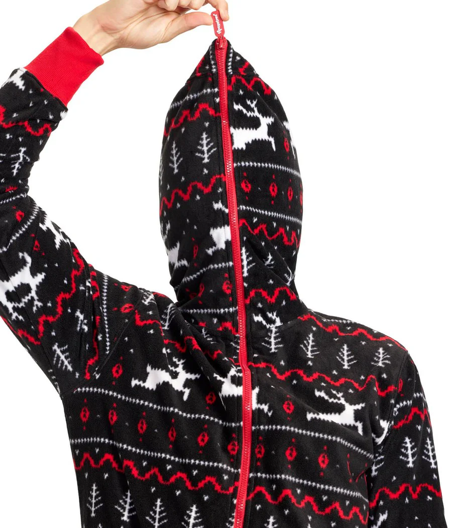 Men's Black and Red Fair Isle Jumpsuit - Image 4