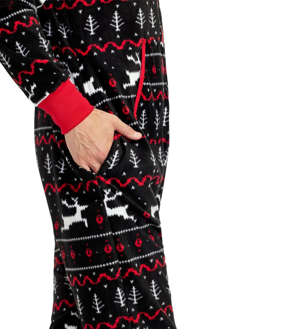 Men's Black and Red Fair Isle Jumpsuit - Image 5