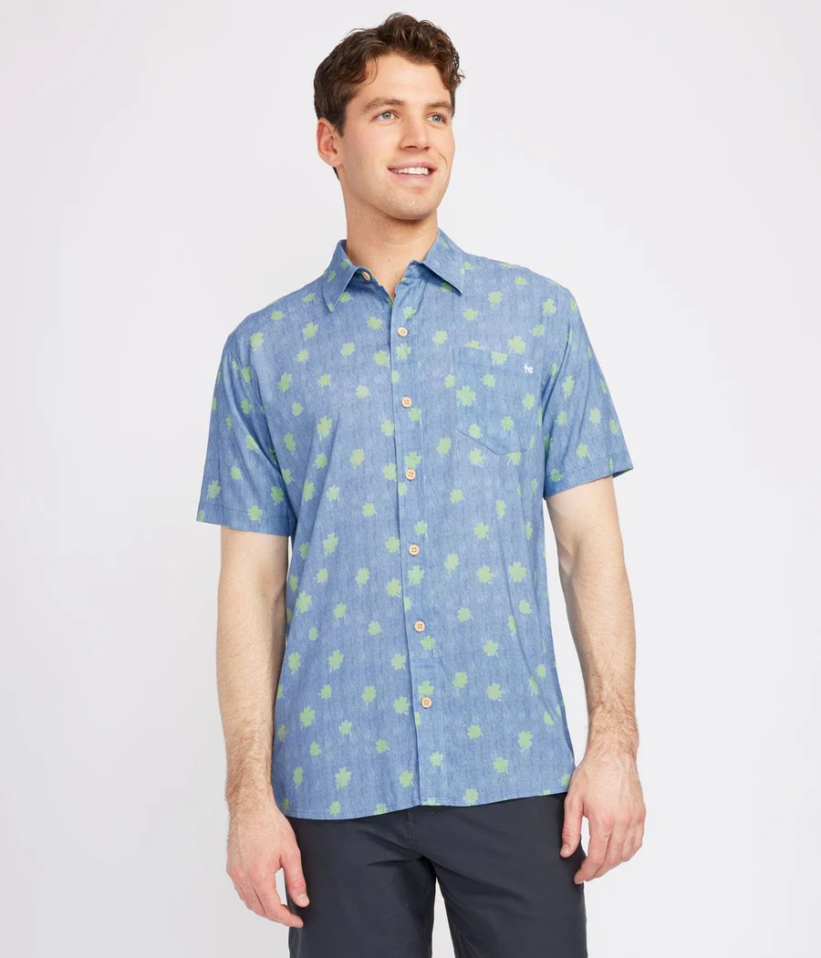 Men's Blue Clover Button Down Shirt - Image 2