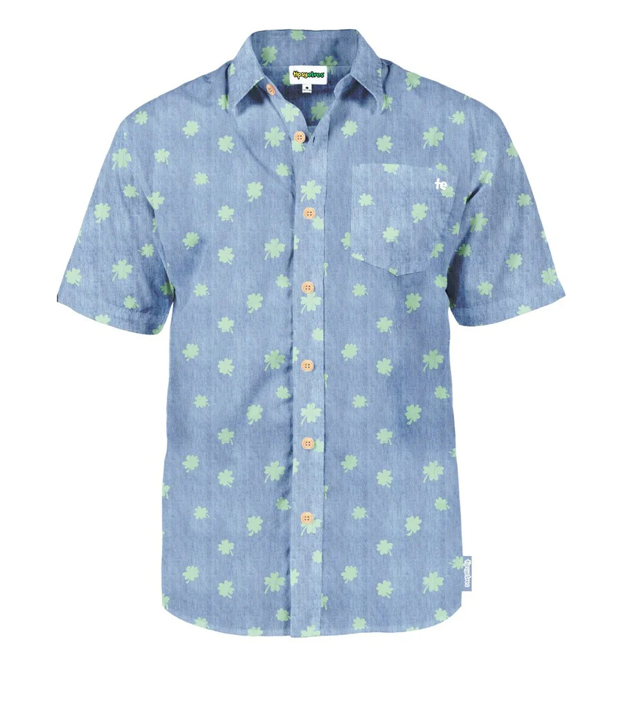 Men's Blue Clover Button Down Shirt - Image 5