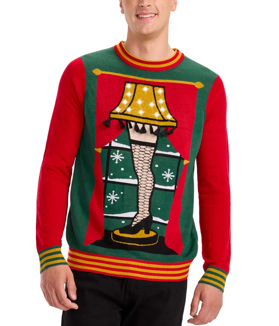 Men's Christmas Story Leg Lamp Light Up Ugly Christmas Sweater - Image 6