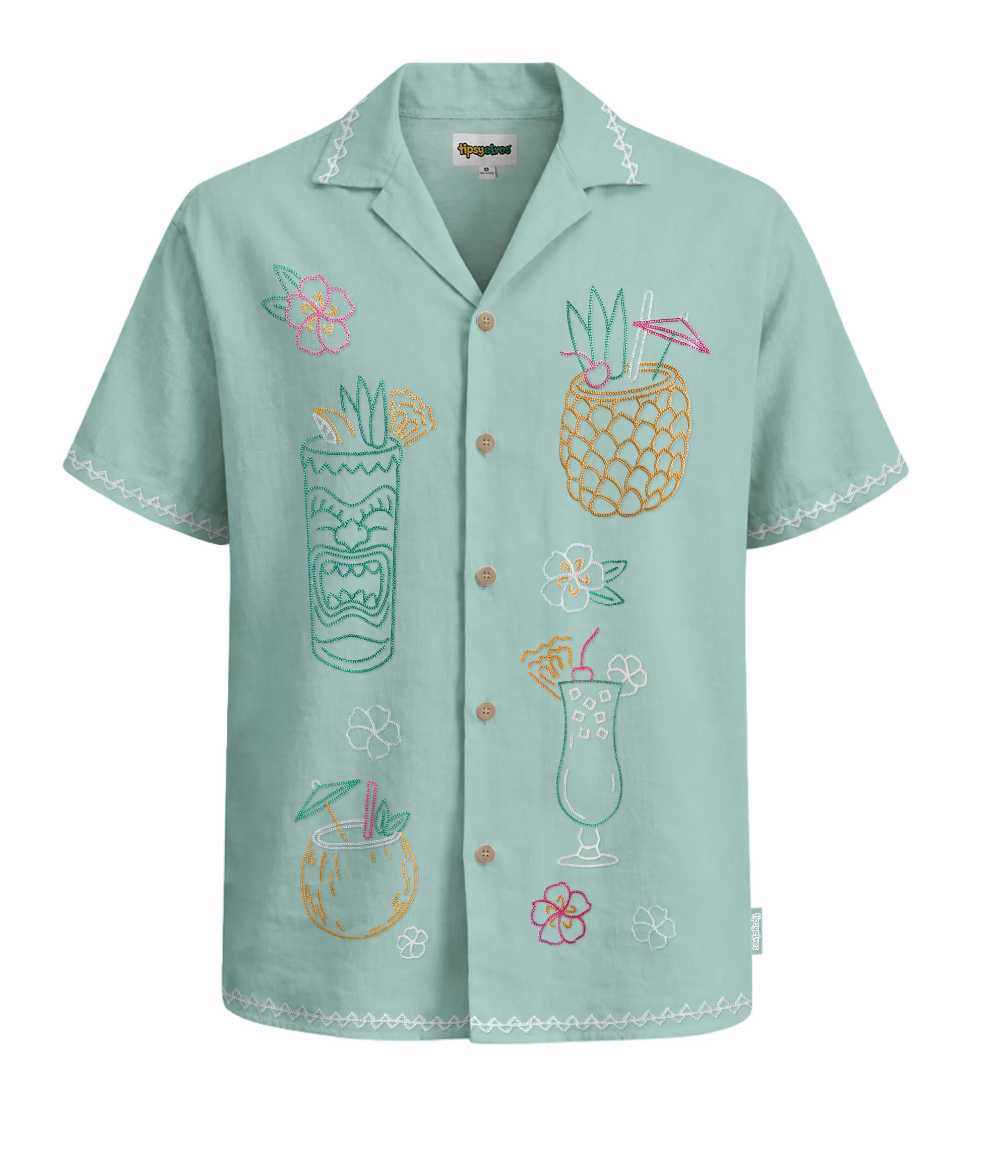 Men's Tiki Drink Linen Cabana Shirt - Image 6