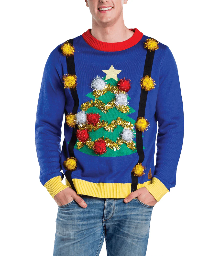 Men's Ugly Christmas Tree Sweater with Suspenders - Image 4