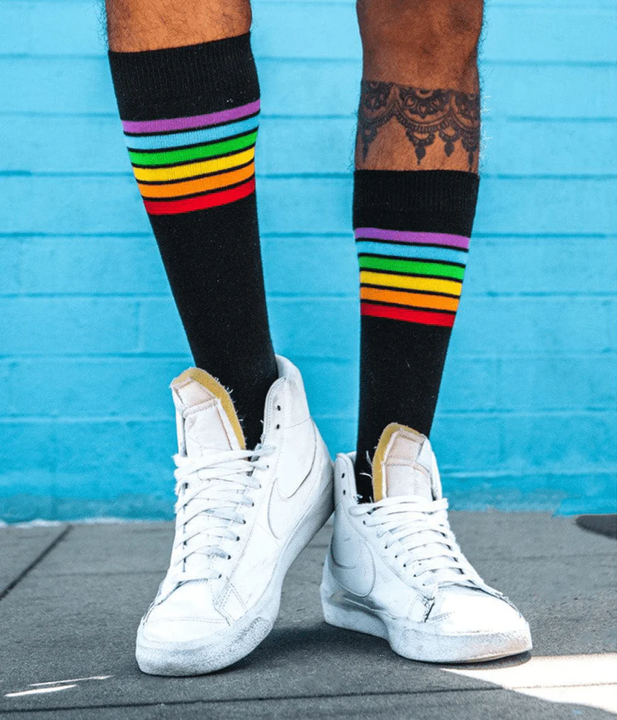 Women's Black Rainbow Socks (Fits Sizes 6-11W) - Image 2
