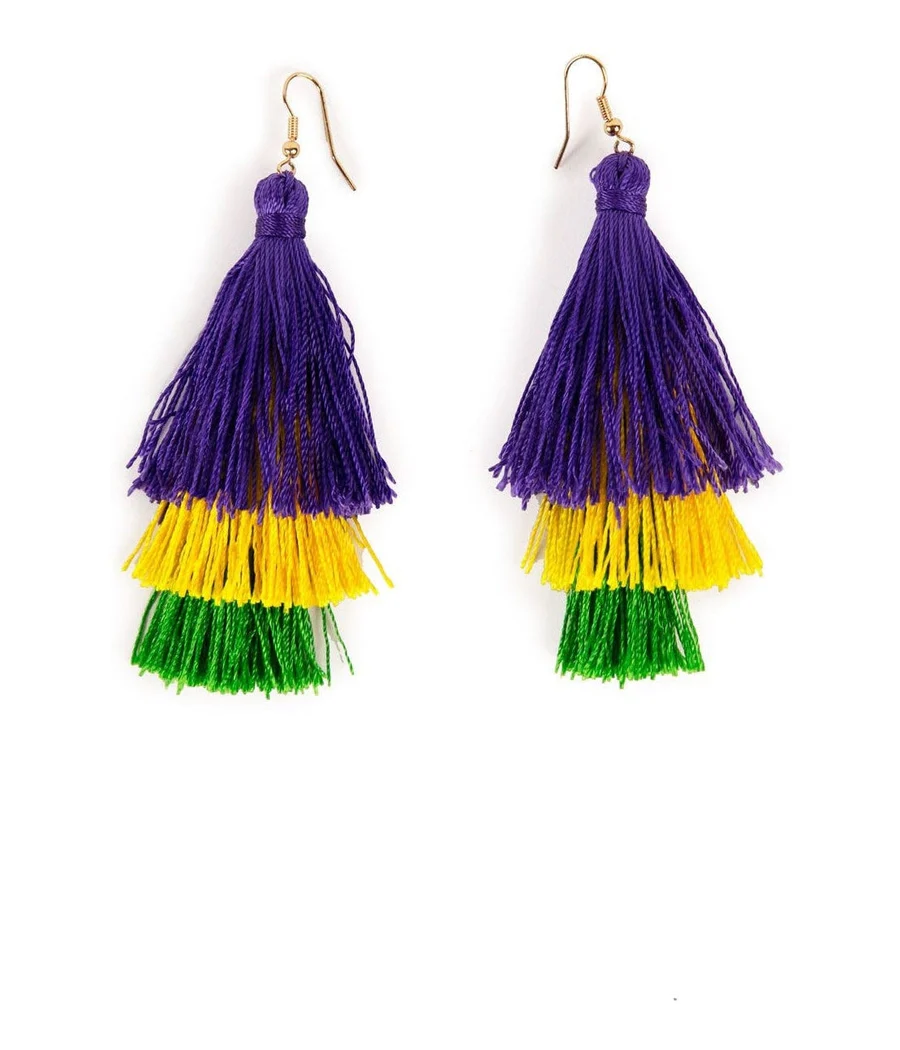 Women's Mardi Gras Tassel Earrings