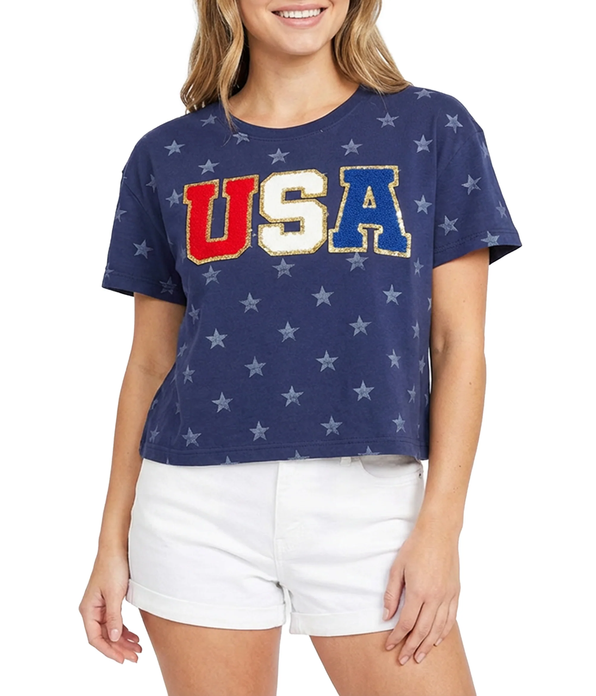 Women's Sparkler USA Patch Cropped Tee - Image 5